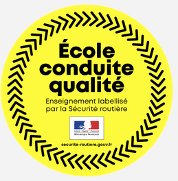 The Quality Driving School label certifies that the teaching is labeled by Road Safety.
