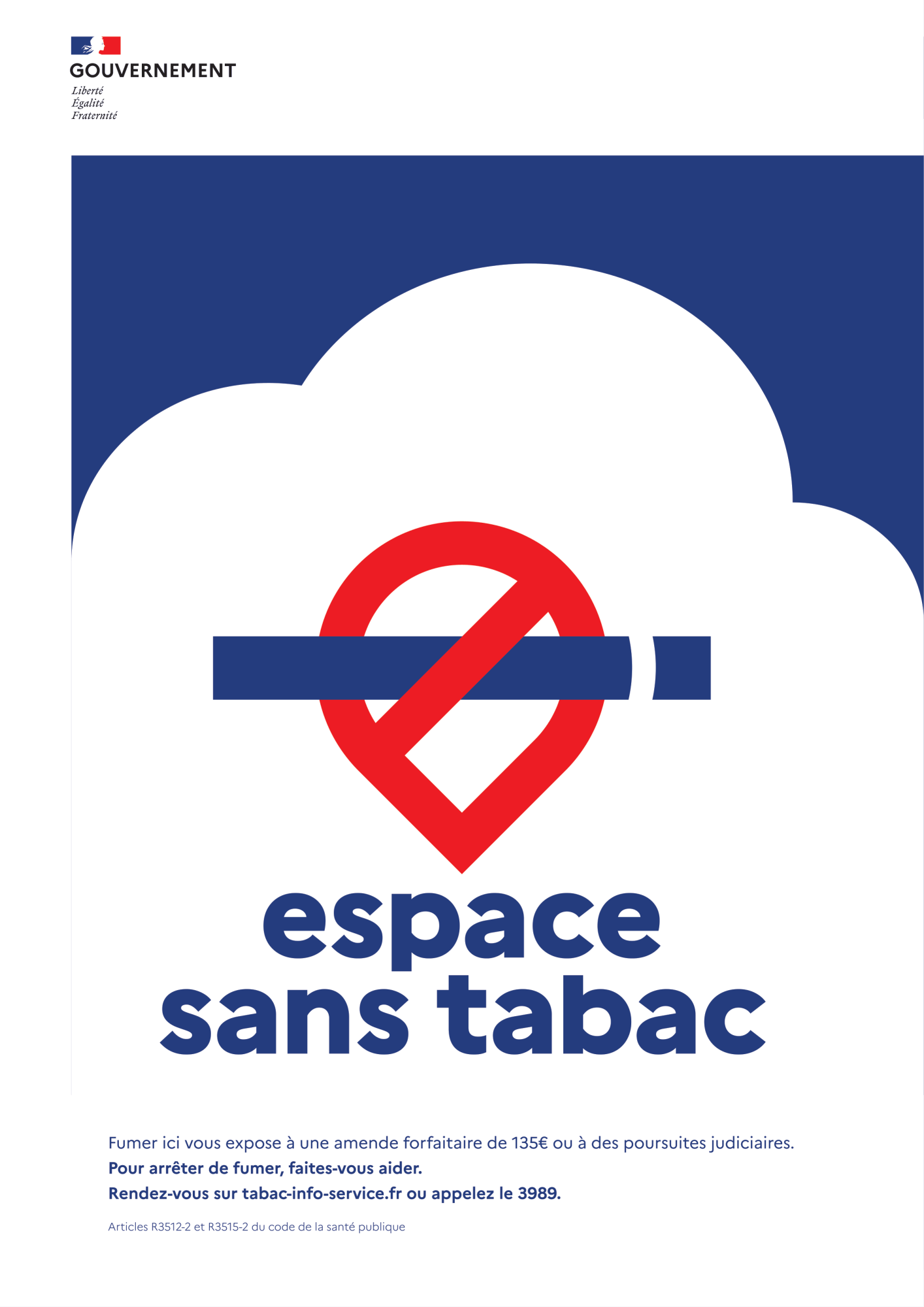 Modèle d'affiche Espace sans tabac