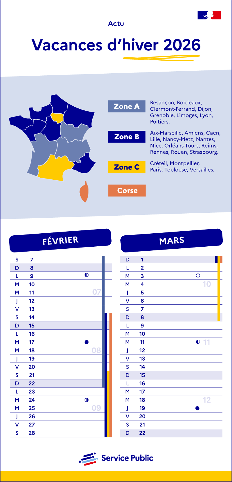Illustration - Quand seront les prochaines vacances scolaires ? - plus de détails dans le texte suivant l’infographie